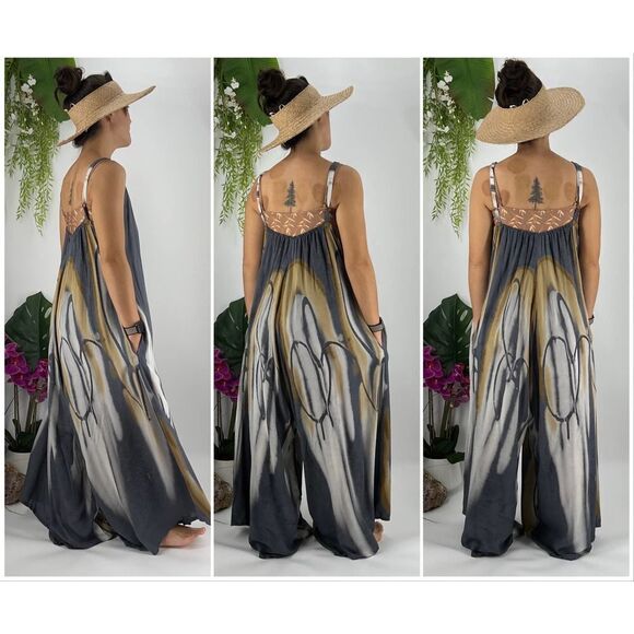 Pōʻalima Romper Boho Beach Cover-Up Wide Leg Adjustable Shoulder Strap One Size - Picture 7 of 9